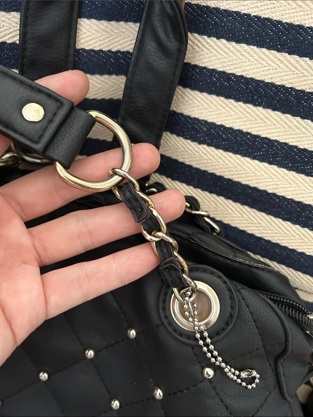 Black Quilted Chain-Handle Shoulder Bag - Picture 7 of 7